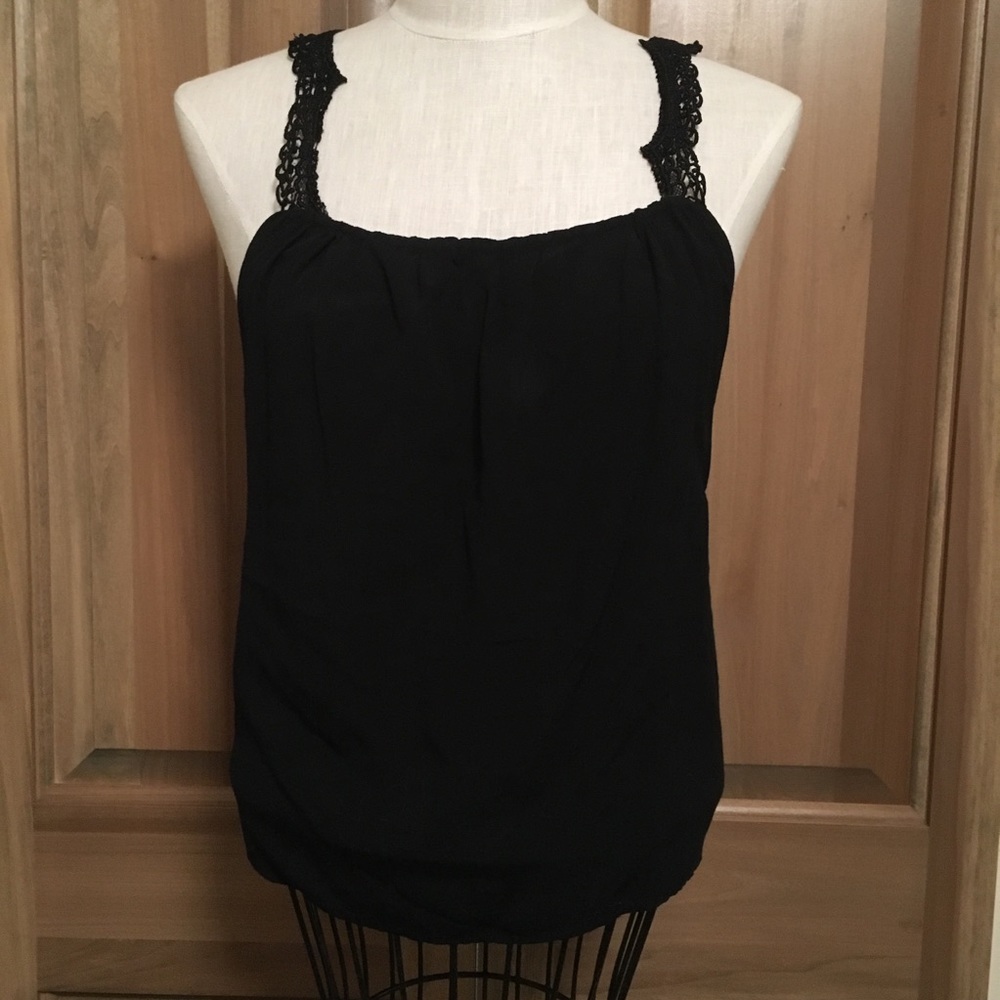 Scalloped Cross Strapped Black Camisole Sm BUNDLE 2 SAVE 10% ONE SHIPPING